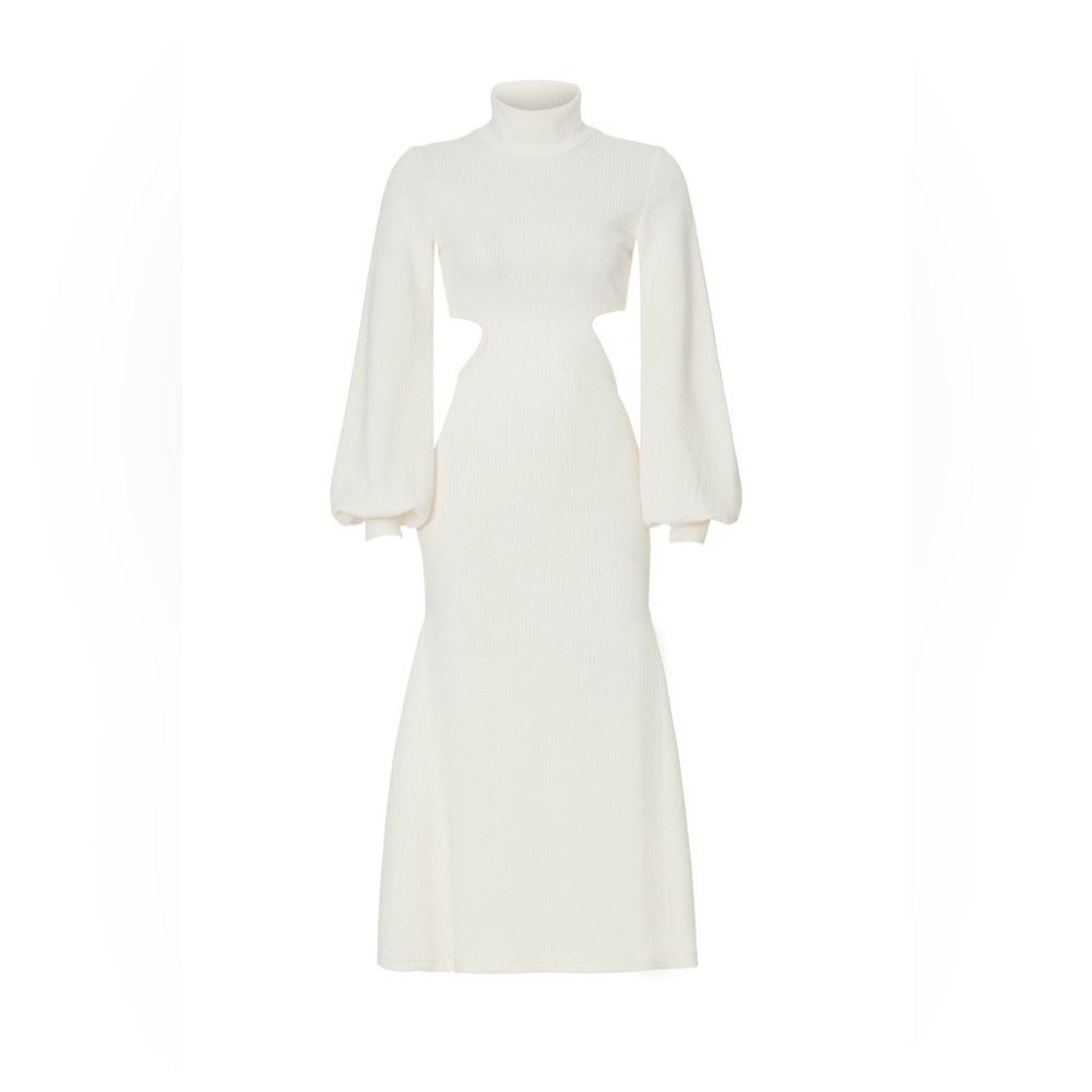 WeWoreWhat Cream Ribbed Turtleneck Sheath Dress NWHT